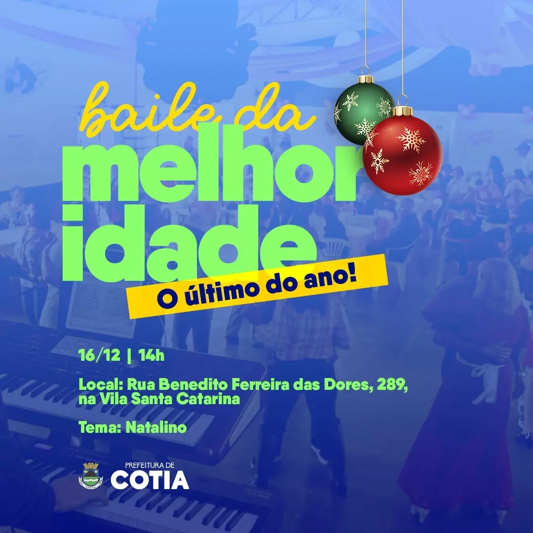 O clima de Natal invadirá o Baile da 3ª Idade na sexta, 16